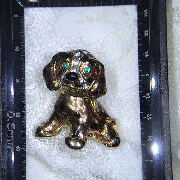 Glitzy Gold And Gems Puppy Dog Pin / Brooch - Picture 4 of 7